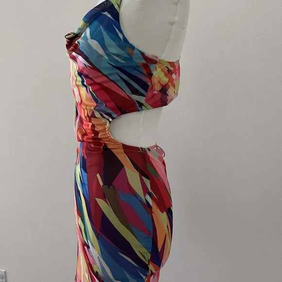 Blanc Clothingsexy mesh bodycon mini dress size large open back & sides stretch - Picture 7 of 11